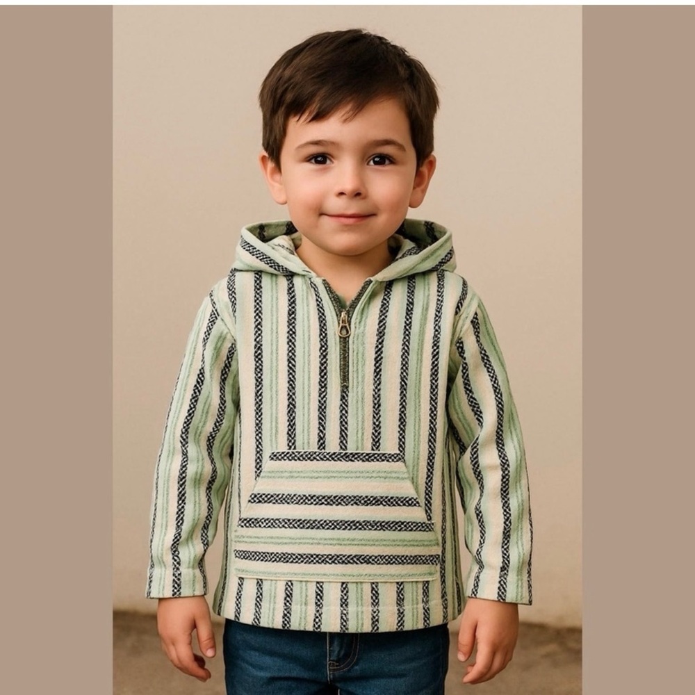 Art Class Green and Navy Striped Hoodie
